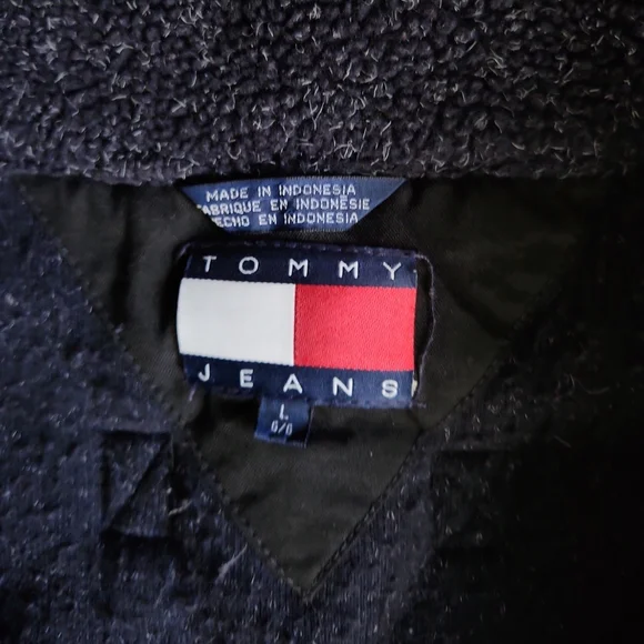 Vtg Y2K 2001 Tommy Hilfiger Fleece Full Zip Jacket Men's L Large Logo Flag TH